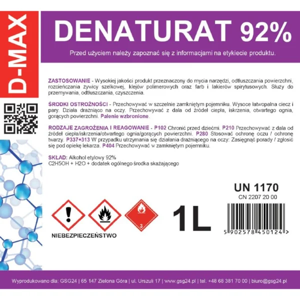 Denatured alcohol denatured alcohol D-MAX 1Leng