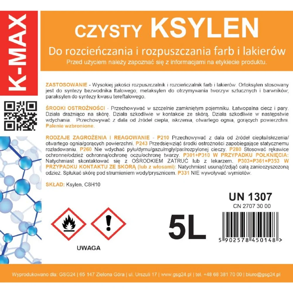 Xylene solvent organic thinner for paints and varnishes K-MAX 5Leng