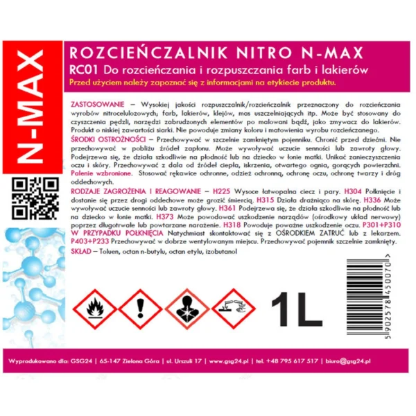 NITRO RC-01 N-MAX 1L thinner solventeng