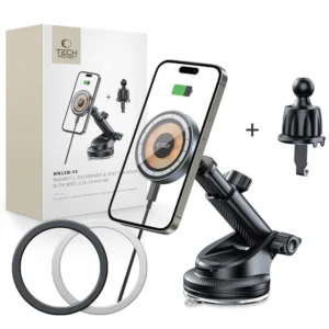 Tech-Protect MM15W MagSafe Car Holder with 15W Inductive Charger for Air Vent and Dashboard - Blackeng