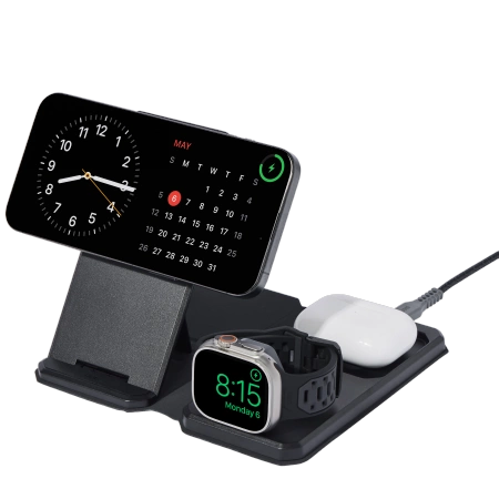 UAG 3in1 Travel Charger 15W Wireless Charger with MagSafe + Cable + Organizer - Blackeng
