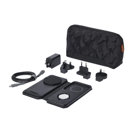 UAG 3in1 Travel Charger 15W Wireless Charger with MagSafe + Cable + Organizer - Blackeng