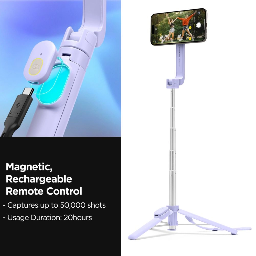 Spigen S571W MagSafe Bluetooth Selfie Stick with Tripod - Purpleeng
