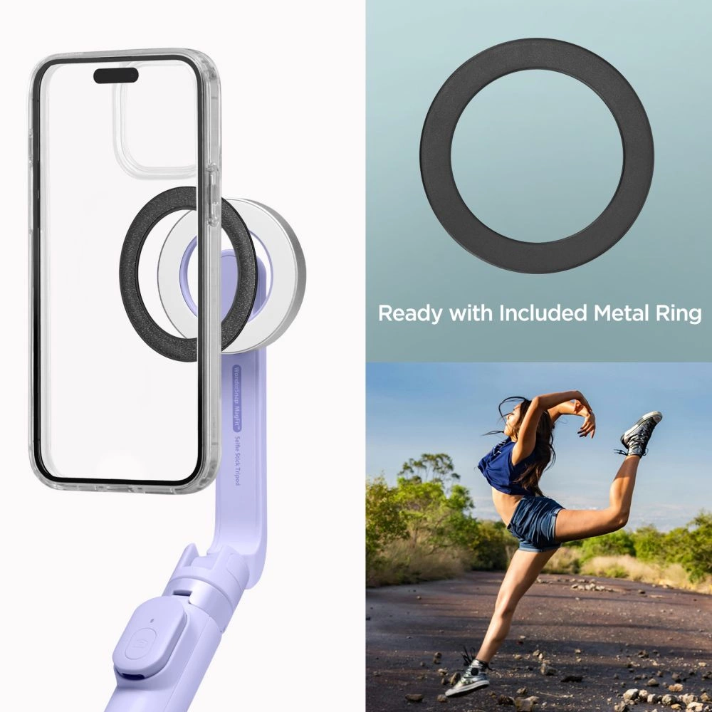 Spigen S571W MagSafe Bluetooth Selfie Stick with Tripod - Purpleeng