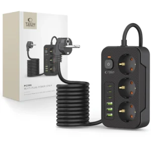 Tech-Protect PC3X6 Power Strip 3 Sockets 240V + 3xUSB-A + 3xUSB-C 200cm - Blackeng