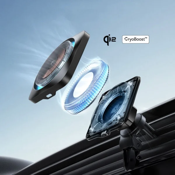 ESR Halolock CryoBoost MagSafe Inductive Charger Holder for Dashboard and Air Vent with Qi 2 15W - Blackeng