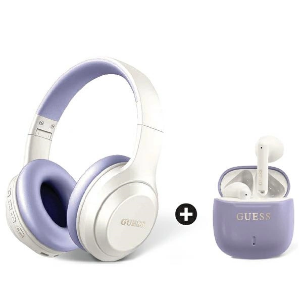 Guess on-ear Bluetooth + TWS purple headphones seteng