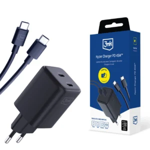 3mk Hyper Charger PD GaN 45W Wall Charger with USB-C Cable - Blackeng