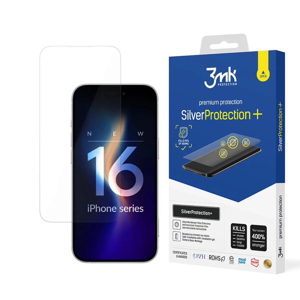 Antibacterial protective film 3mk SilverProtection+ for iPhone 16 Pluseng
