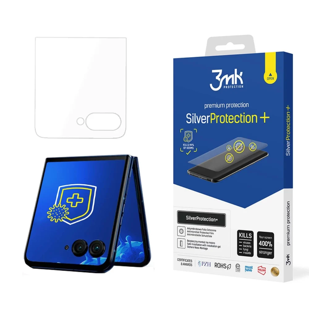 Antibacterial protective film 3mk SilverProtection+ for Motorola Razr 50 (front)eng