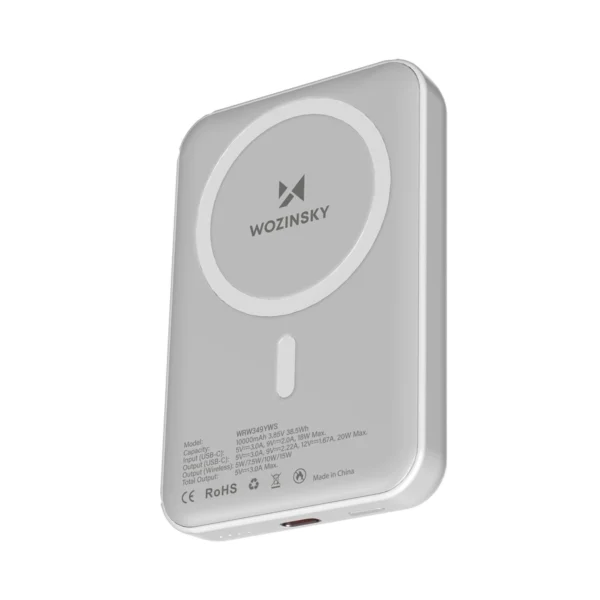 Wozinsky WRW349YWS 10,000 mAh Magnetic Power Bank - Whiteeng