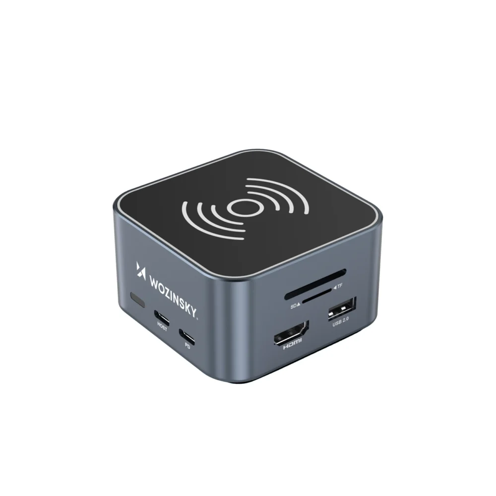 Hub USB-C 12 in 1 Wozinsky WHBC09Y8S multifunctional, with wireless charging function, aluminum, with 15 cm cable - grayeng