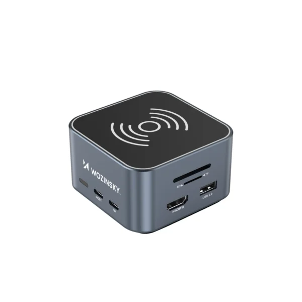 Hub USB-C 12 in 1 Wozinsky WHBC09Y8S multifunctional, with wireless charging function, aluminum, with 15 cm cable - grayeng