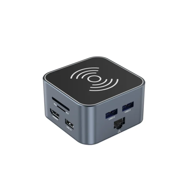 Hub USB-C 12 in 1 Wozinsky WHBC09Y8S multifunctional, with wireless charging function, aluminum, with 15 cm cable - grayeng