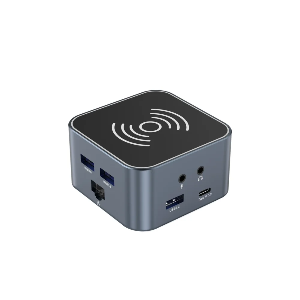 Hub USB-C 12 in 1 Wozinsky WHBC09Y8S multifunctional, with wireless charging function, aluminum, with 15 cm cable - grayeng