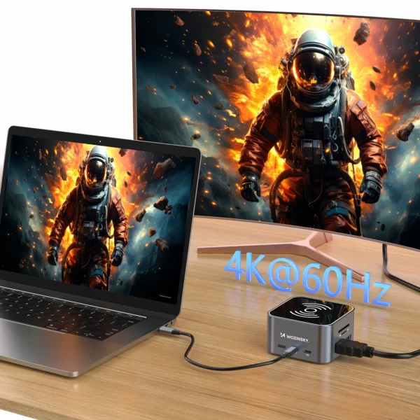 Hub USB-C 12 in 1 Wozinsky WHBC09Y8S multifunctional, with wireless charging function, aluminum, with 15 cm cable - grayeng