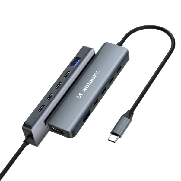 USB-C 6 in 1 Hub Wozinsky WHBC10Y4S Multifunctional, Aluminum, with 25 cm Cable - Grayeng
