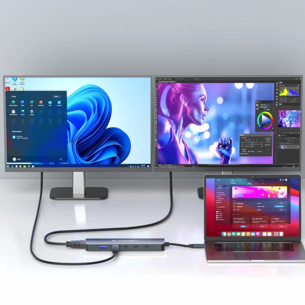 USB-C 6 in 1 Hub Wozinsky WHBC10Y4S Multifunctional, Aluminum, with 25 cm Cable - Grayeng