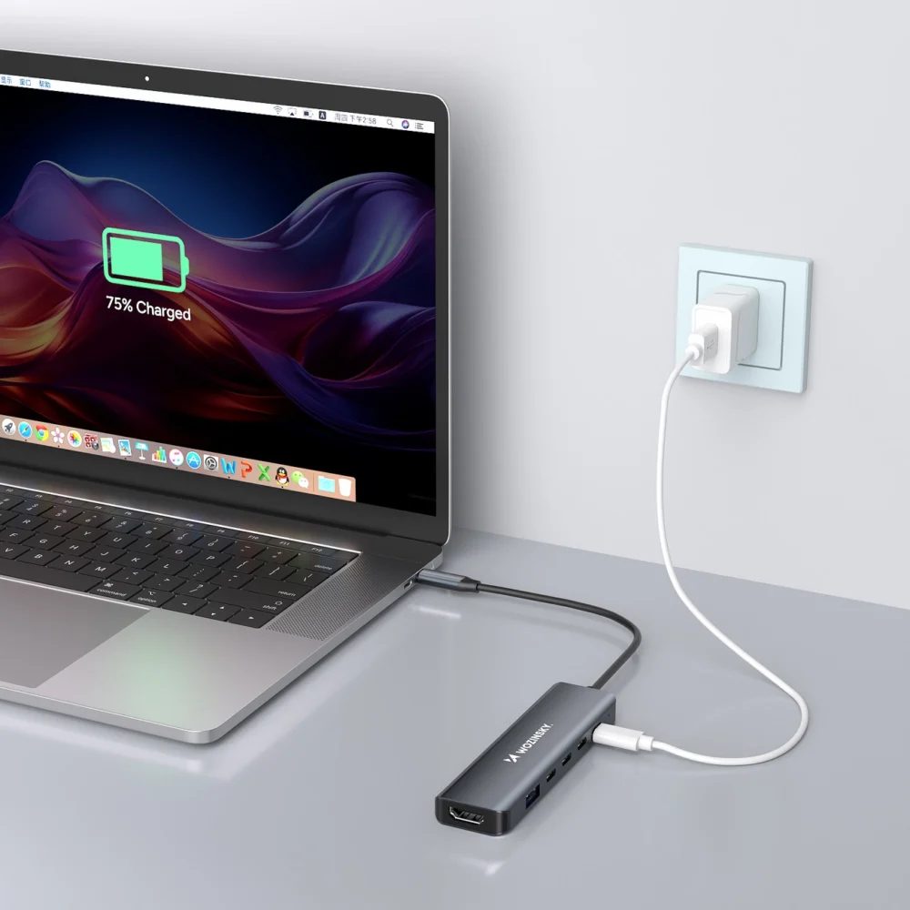 USB-C 6 in 1 Hub Wozinsky WHBC10Y4S Multifunctional, Aluminum, with 25 cm Cable - Grayeng