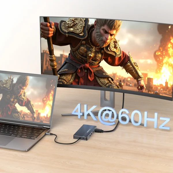 USB-C Hub 14 in 1 Wozinsky WDS03Y5S Multifunctional, Aluminum, for 3 Monitors, with 15 cm Cable - Grayeng