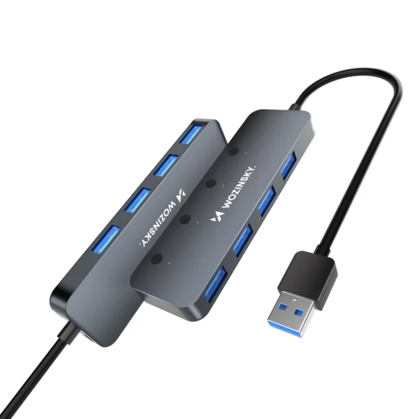 USB-A Hub Wozinsky WHS080YSS 4 x USB-A 3.0 with individual switches, aluminum, with 30 cm cable - grayeng
