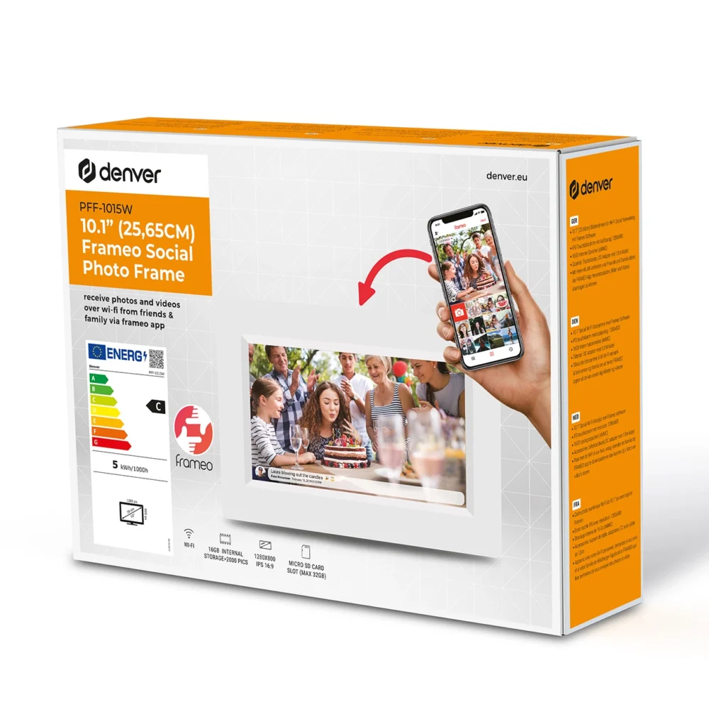 Denver Frameo PFF-1015W 10.1" Digital Frame - Whiteeng