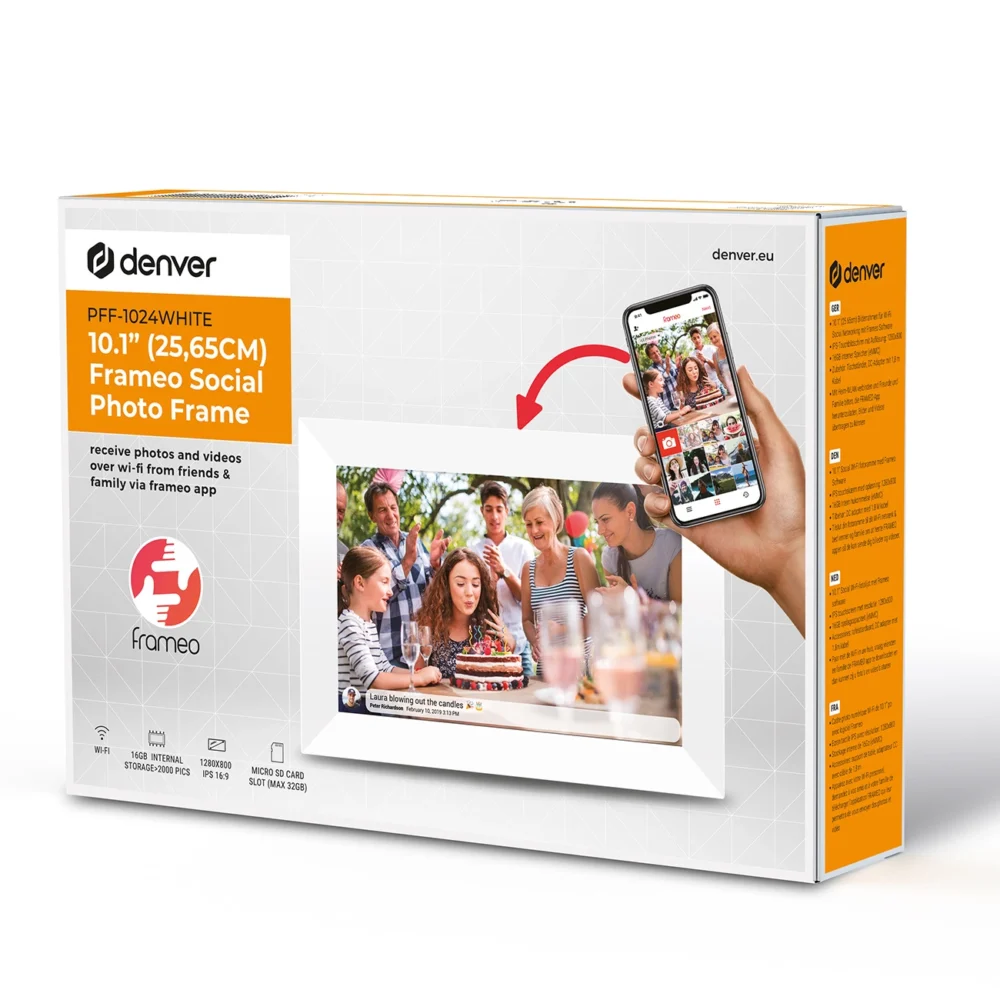 Denver Frameo PFF-1024W 10.1" Digital Frame - Whiteeng
