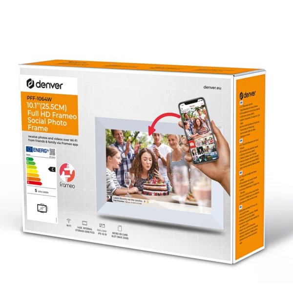 Denver Frameo PFF-1064W 10.1" Digital Frame - Whiteeng
