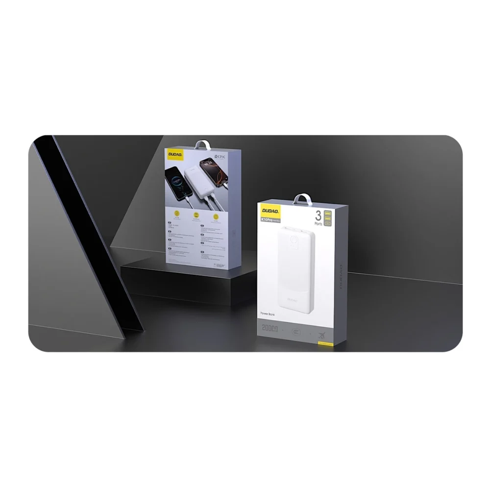 Powerbank Dudao K10Pro 2.4A 20000mAh 2 x USB-A - whiteeng