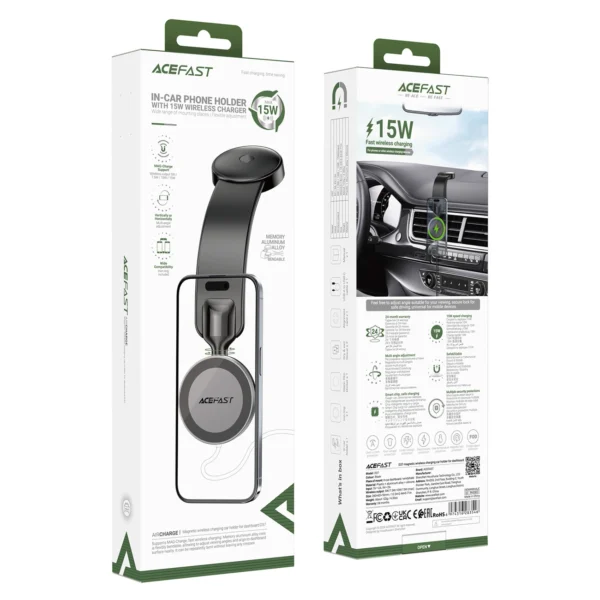 Acefast D37 Car Holder with MagSafe 15W Magnetic Charger for Dashboard - Blackeng