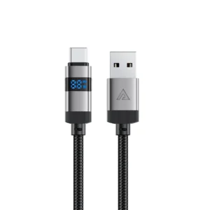 Acefast C15-04 USB-A - USB-C Cable with Display 480Mb/s 66W 1.2m - Blackeng