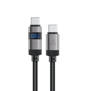Acefast C15-03 USB-C - USB-C Cable with Display 480Mb/s 60W 1.2m - Blackeng