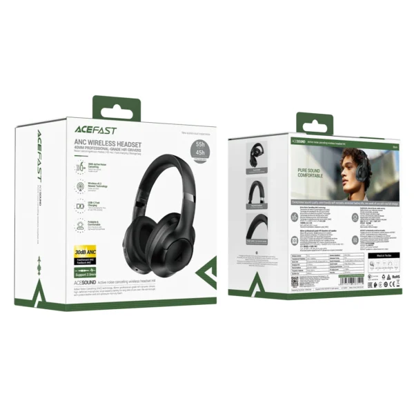 Acefast H4 active noise canceling wireless headset blackeng
