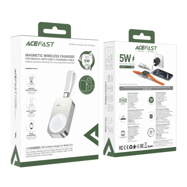 Acefast E21 5W Wireless Charger for Apple Watch - Silvereng