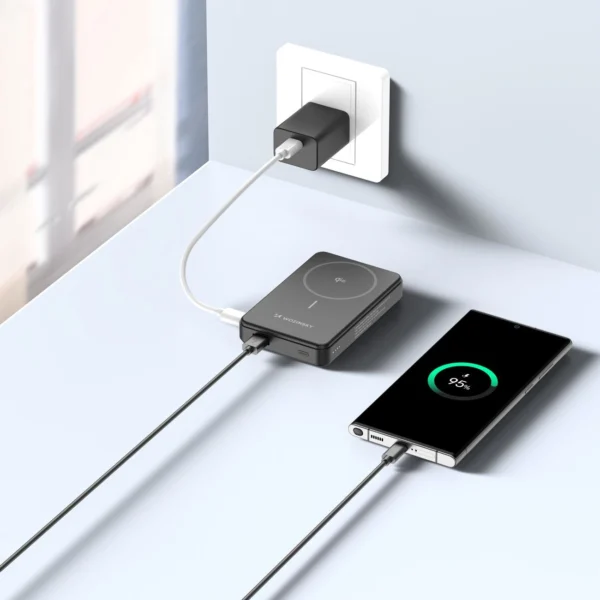 Powerbank Wozinsky WLWP-10KA0Y3S 22.5W PD Qi2 10000 mAh, with stand, 1x USB-A, 1x USB-C - blackeng
