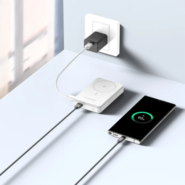 Powerbank Wozinsky WLWP-10KA0Y3WS 22.5W PD Qi2 10000 mAh, with stand, 1x USB-A, 1x USB-C - whiteeng