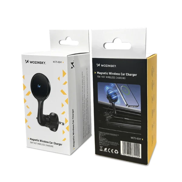 Wozinsky samochodowa ładowarka bezprzewodowa Qi 15W uchwyt magnetyczny do telefonu na kratkę wentylacji WCT5-6S4Y - czarnypol