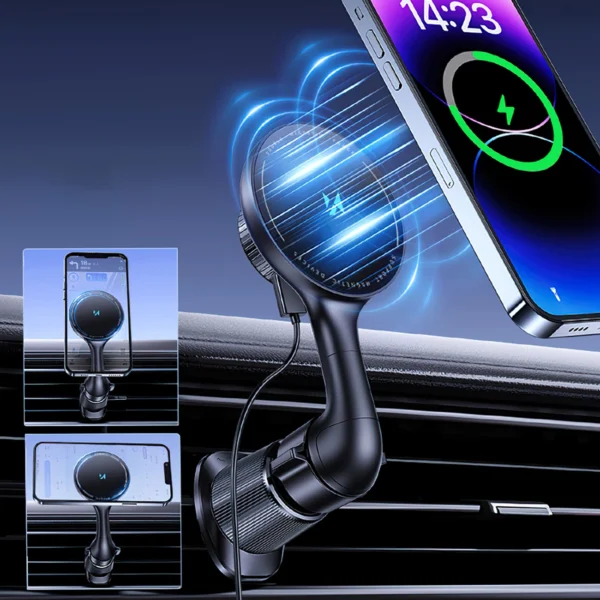 Wozinsky samochodowa ładowarka bezprzewodowa Qi 15W uchwyt magnetyczny do telefonu na kratkę wentylacji WCT5-6S4Y - czarnypol