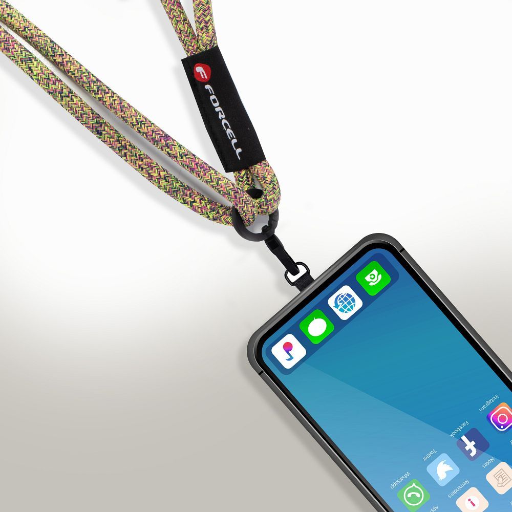 FORCELL F-DESIGN S10X165 crossbody phone lanyard with adjustable length (max 82,5cm in the loop) green pink purple