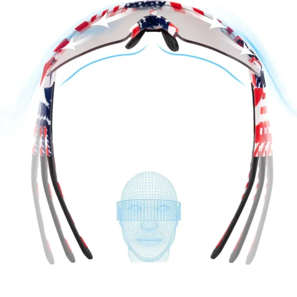 Rockbros Cycling Glasses Photochromic with UV Protection and Corrective Insert 14120008002 - USA Pattern - Whiteeng