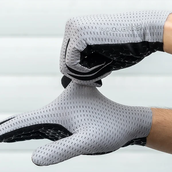 Rockbros Breathable Full Finger Cycling Gloves, Size: L - Grayeng