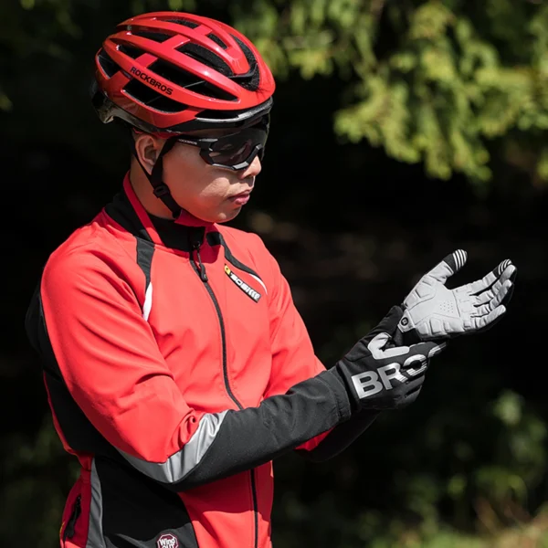 Rockbros cycling gloves, insulated, long, size: S - black and grayeng