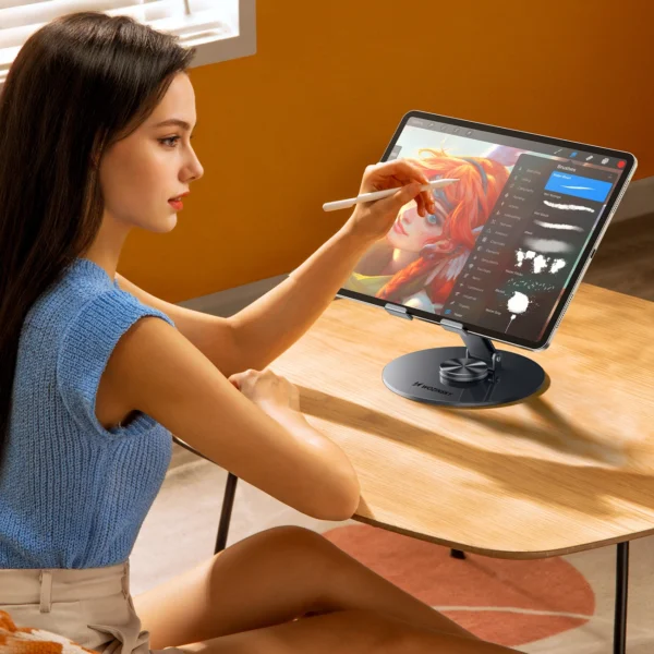Wozinsky obrotowy 360° metalowy stojak biurkowy na tablet - szarypol