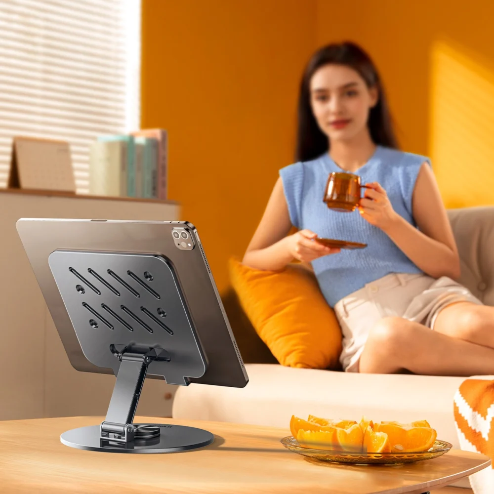 Wozinsky obrotowy 360° metalowy stojak biurkowy na tablet - szarypol