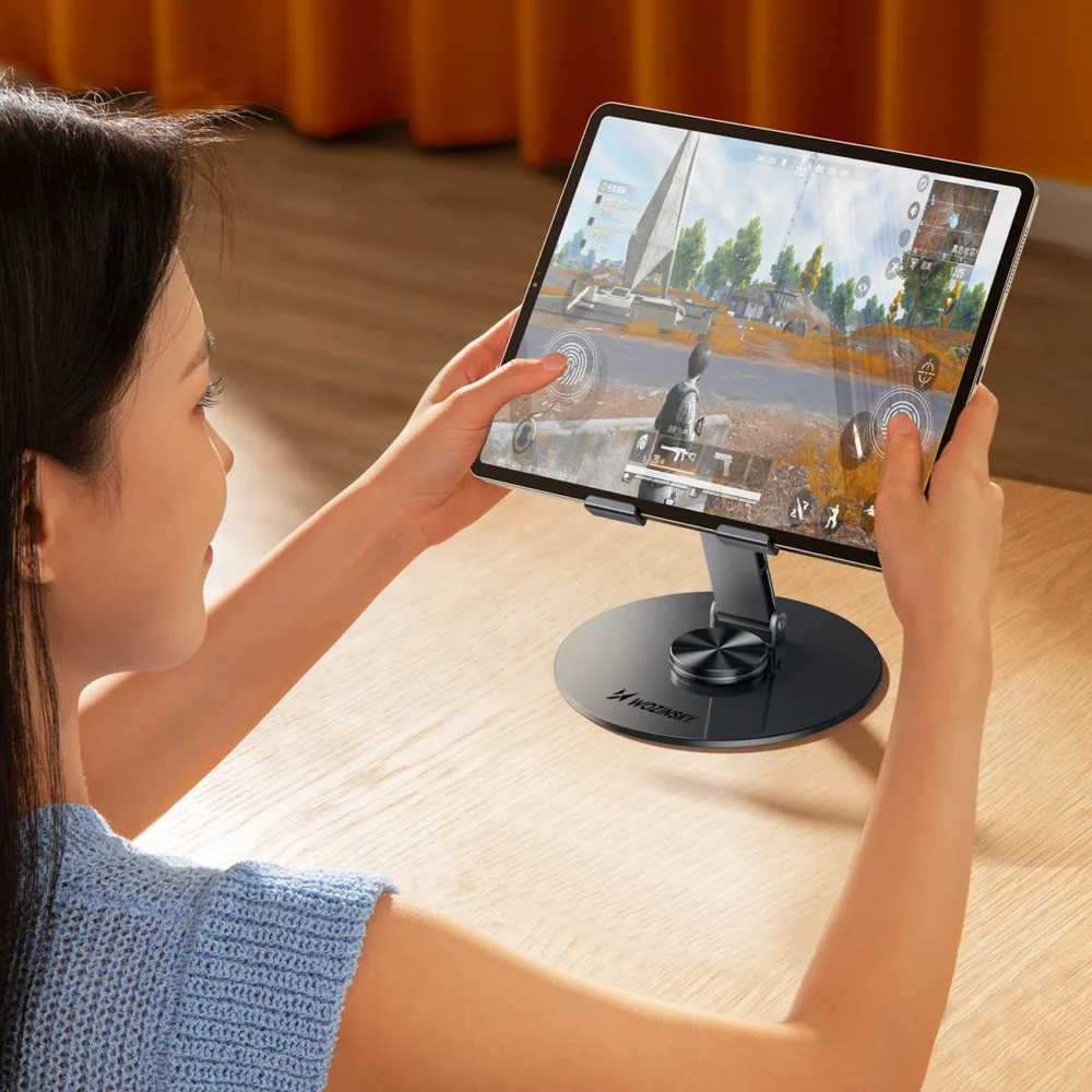 Wozinsky obrotowy 360° metalowy stojak biurkowy na tablet - szarypol