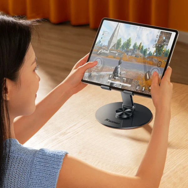 Wozinsky obrotowy 360° metalowy stojak biurkowy na tablet - szarypol