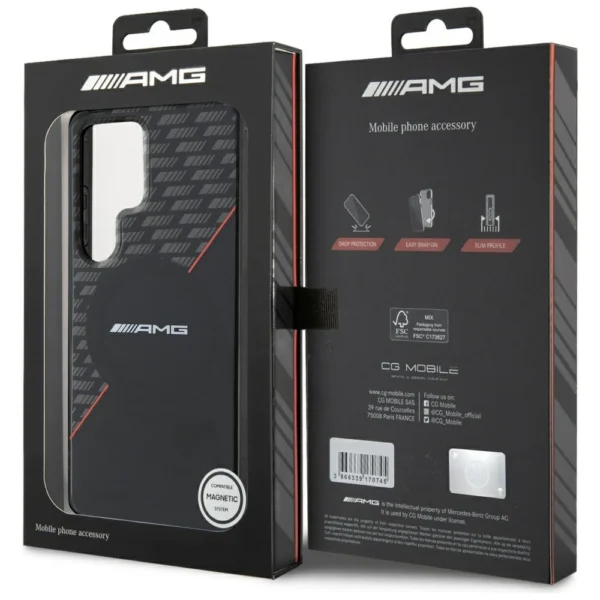 AMG Double Layer Rhombs MagSafe Case for Samsung Galaxy S25 Ultra - Black/Redeng