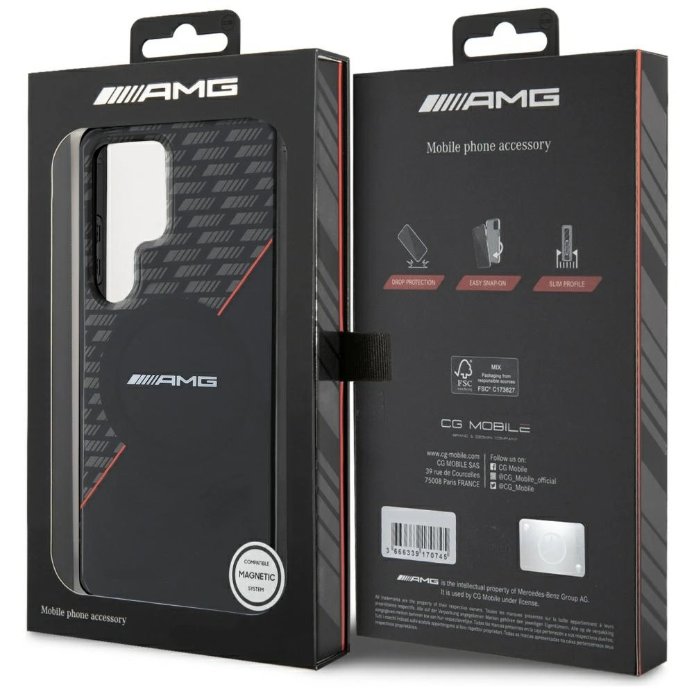 AMG Double Layer Rhombs MagSafe Case for Samsung Galaxy S25 Ultra - Black/Redeng
