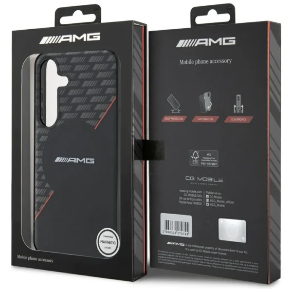 AMG Double Layer Rhombs MagSafe Case for Samsung Galaxy S25+ - Black/Redeng