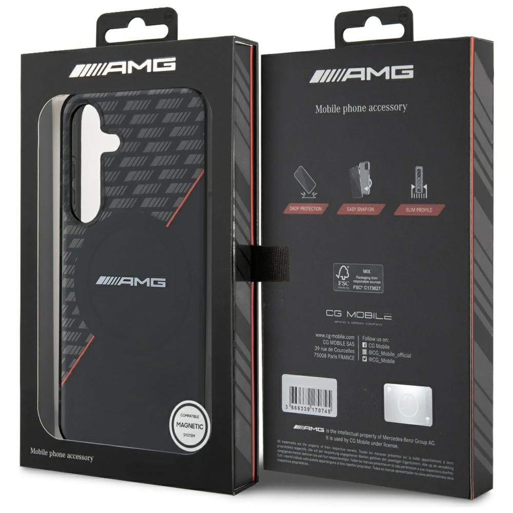 AMG Double Layer Rhombs MagSafe Case for Samsung Galaxy S25+ - Black/Redeng